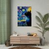 92411-448.jpg Cat Looking up at Swirling Night Sky Poster