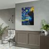 92411-449.jpg Cat Looking up at Swirling Night Sky Poster