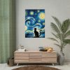 92411-458.jpg Black Cat Silhouetted Against a Night Sky Poster