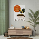 Coffee Cup Rooster Retro Poster - Image 9