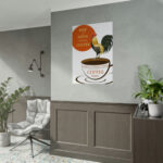 Coffee Cup Rooster Retro Poster - Image 10