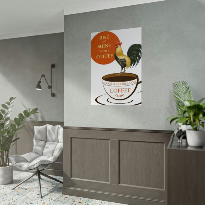 Coffee Cup Rooster Retro Poster - Image 10