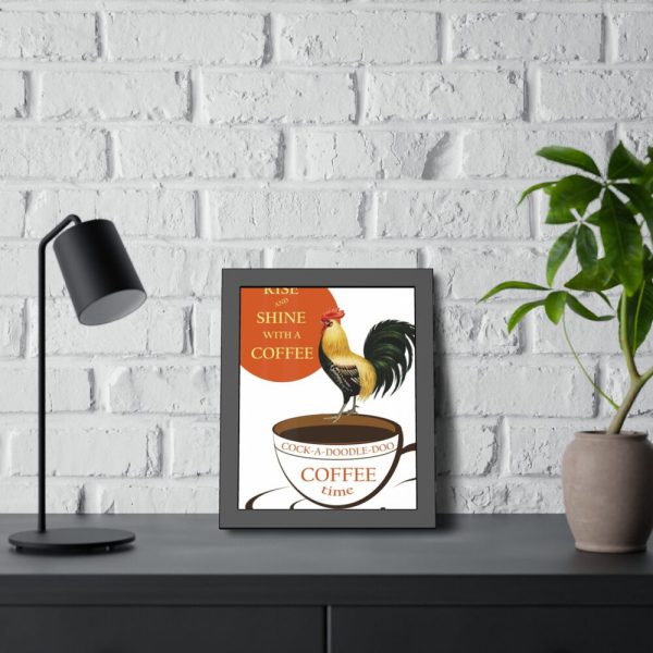 93816-3.jpg Coffee Cup Rooster Retro Framed Poster