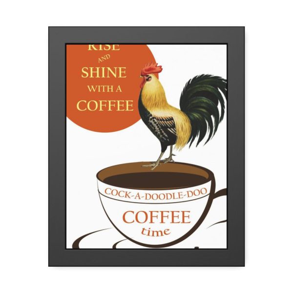 93817.jpg Coffee Cup Rooster Retro Framed Poster
