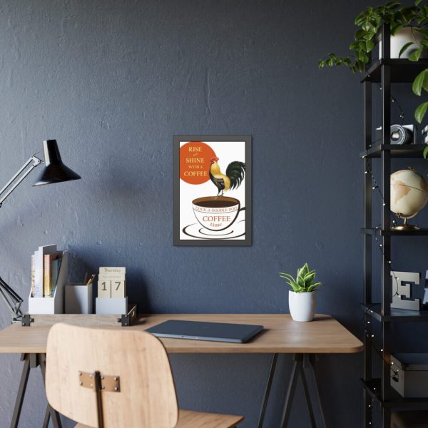 93819-2.jpg Coffee Cup Rooster Retro Framed Poster