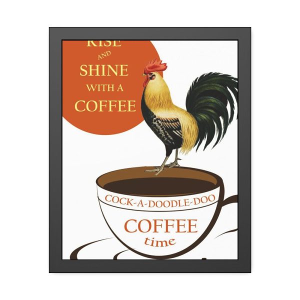 93821.jpg Coffee Cup Rooster Retro Framed Poster