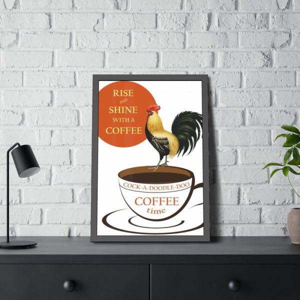93824-3.jpg Coffee Cup Rooster Retro Framed Poster