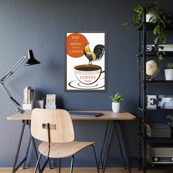 93825-2.jpg Coffee Cup Rooster Retro Framed Poster