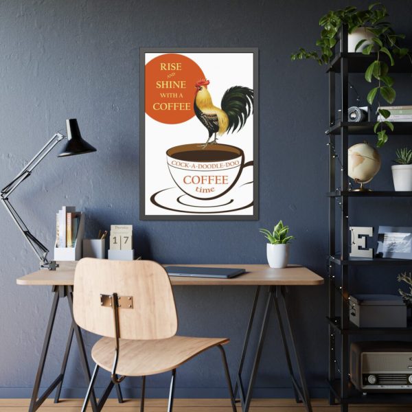 93829-2.jpg Coffee Cup Rooster Retro Framed Poster