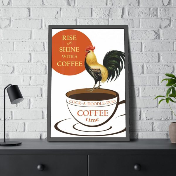 93829-3.jpg Coffee Cup Rooster Retro Framed Poster