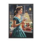 Retro 1950s Lady Christmas Framed Poster