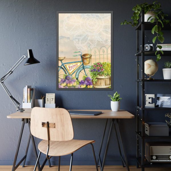 93830-134.jpg Bicycle With Violet Plot Flowers Framed Poster