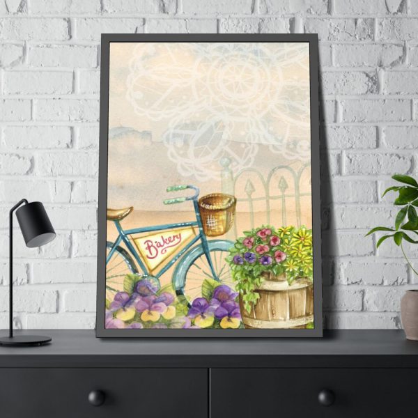 93830-135.jpg Bicycle With Violet Plot Flowers Framed Poster