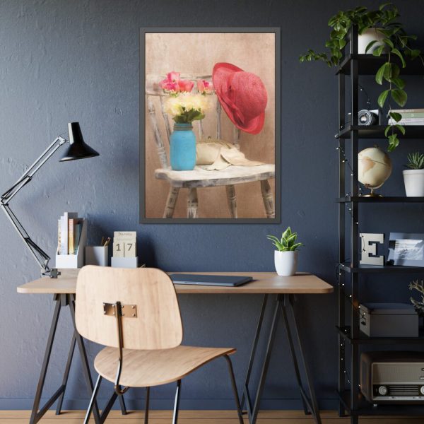 Vintage Hat and Flowers Framed Poster