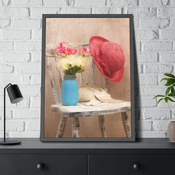 Vintage Hat and Flowers Framed Poster