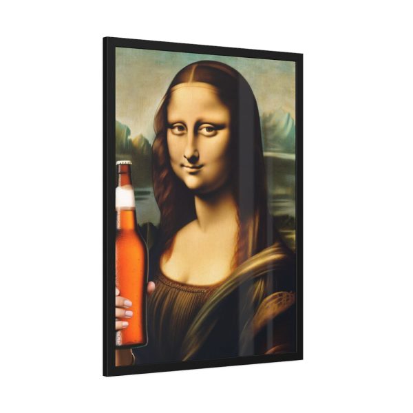 93830-177.jpg Mona Lisa Holding Beer Framed Poster