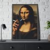 93830-183.jpg Mona Lisa Casually Smoking Cigarette Framed Poster