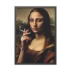 93830-192.jpg Young Girl like Mona Lisa Casually Smoking Cigarette Framed Poster