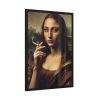 93830-193.jpg Young Girl like Mona Lisa Casually Smoking Cigarette Framed Poster