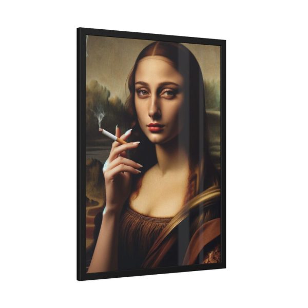 93830-193.jpg Young Girl like Mona Lisa Casually Smoking Cigarette Framed Poster
