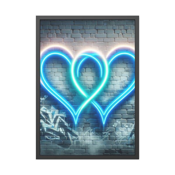 93830-216.jpg Two Interlocking Neon Hearts in a Graffiti Style Framed Poster