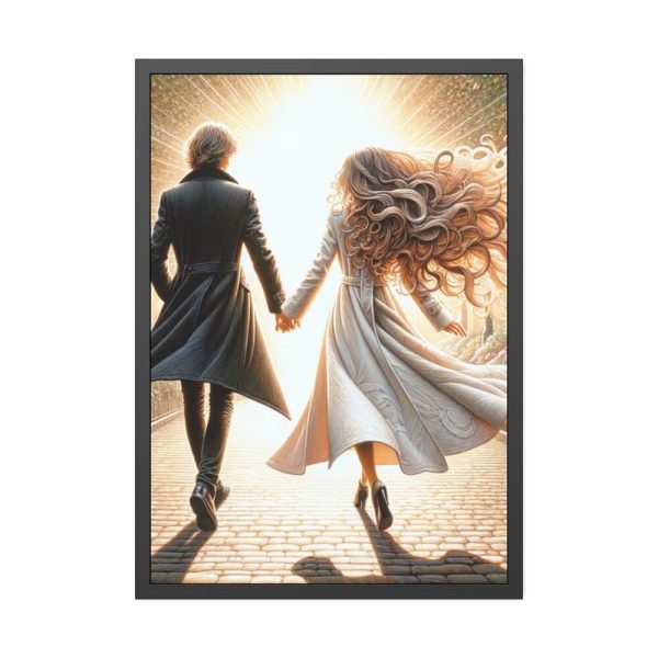 Couple Holding Hands on a Sunny Day Framed Poster