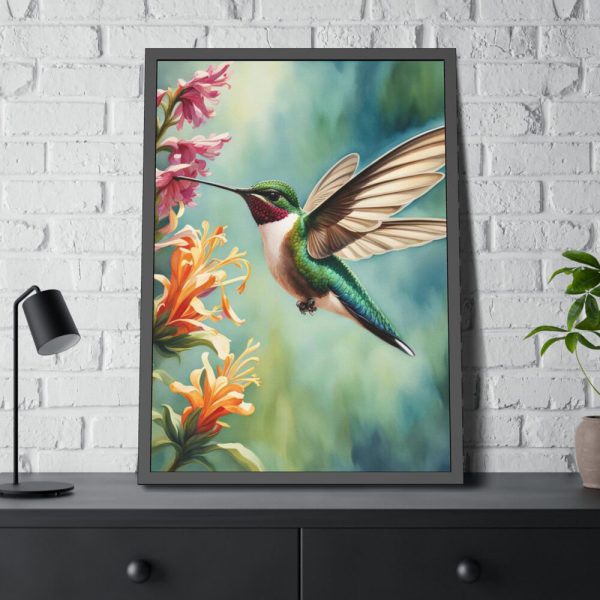 93830-263.jpg Hummingbird Flower Art Framed Poster