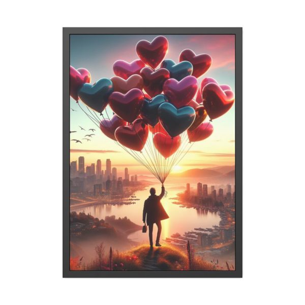 93830-276.jpg Man With Heart-Shaped Balloon Adventure Framed Poster