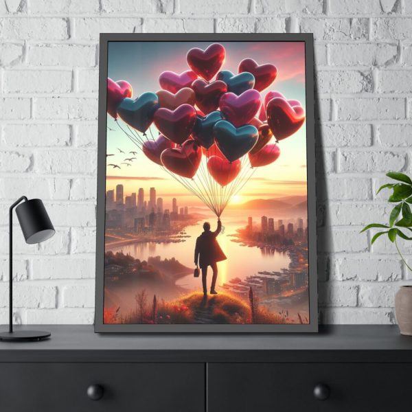 93830-279.jpg Man With Heart-Shaped Balloon Adventure Framed Poster