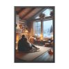 93830-280.jpg Couple in a Romantic Winter Cabin Framed Poster