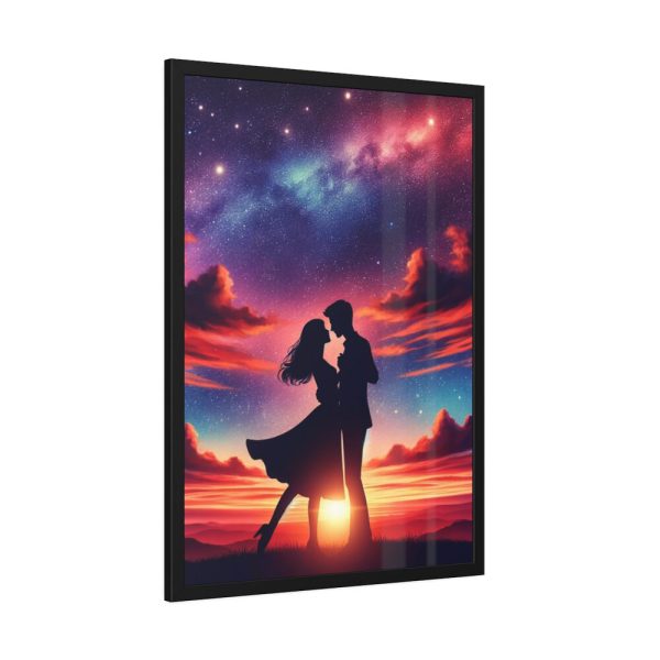 Romantic Silhouettes of a Couple Framed Poster