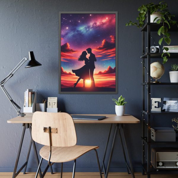 Romantic Silhouettes of a Couple Framed Poster