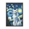 White Cat Sitting and Looking Forward Framed Poster
