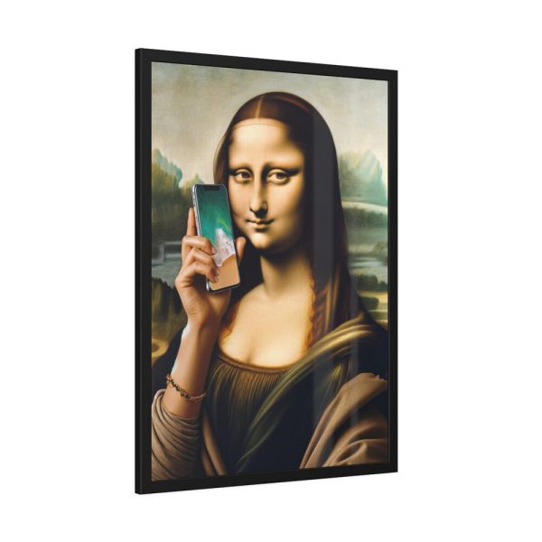 93830-313.jpg Mona Lisa Talking on a Smartphone Framed Poster