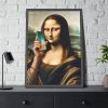 93830-315.jpg Mona Lisa Talking on a Smartphone Framed Poster