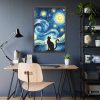 93830-318.jpg Black Cat Silhouetted Against a Night Sky Framed Poster