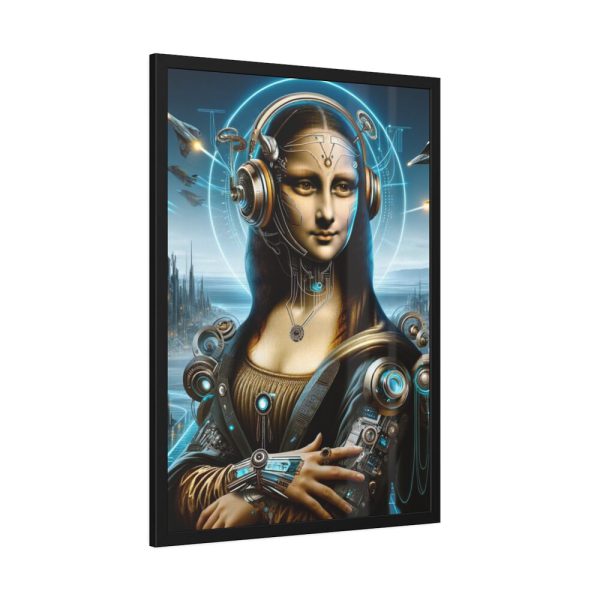 93830-325.jpg Mona Lisa Reimagined in a Futuristic Setting Framed Poster