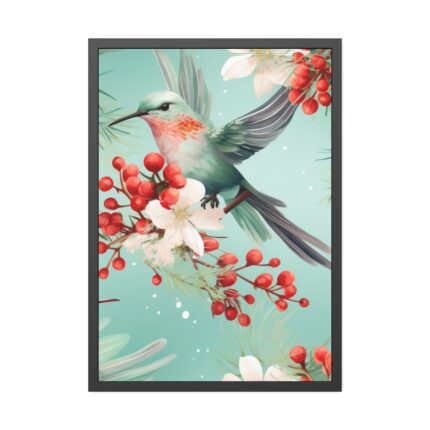 Seamless Hummingbird Holiday Framed Poster