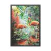 Two Flamingo Birds in Lush Tropical Framed Poster