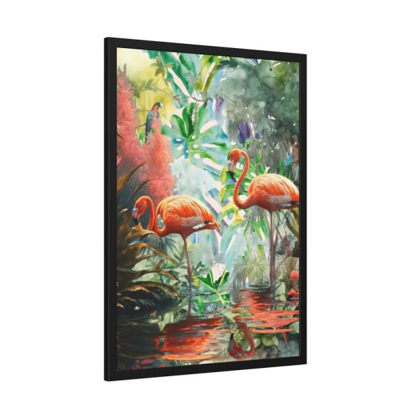 Two Flamingo Birds in Lush Tropical Framed Poster