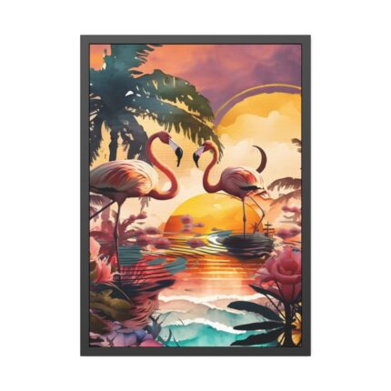 Two Tropical Flamingos Framed Poster