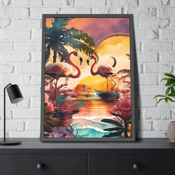93830-359.jpg Two Tropical Flamingos Framed Poster