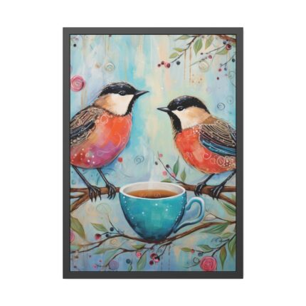 Coffee Tea Birds Framed Poster
