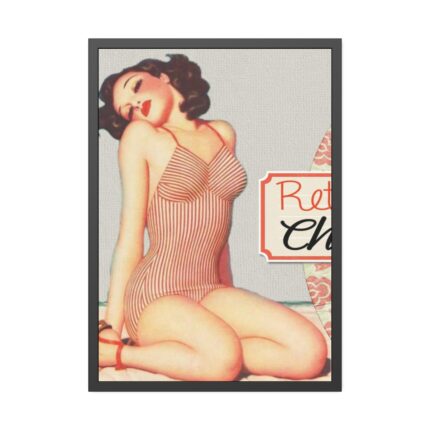 Retro Pin-up Lady Art Collag Framed Poster