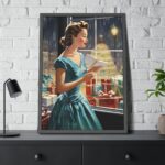 Retro 1950s Lady Christmas Framed Poster - Image 8