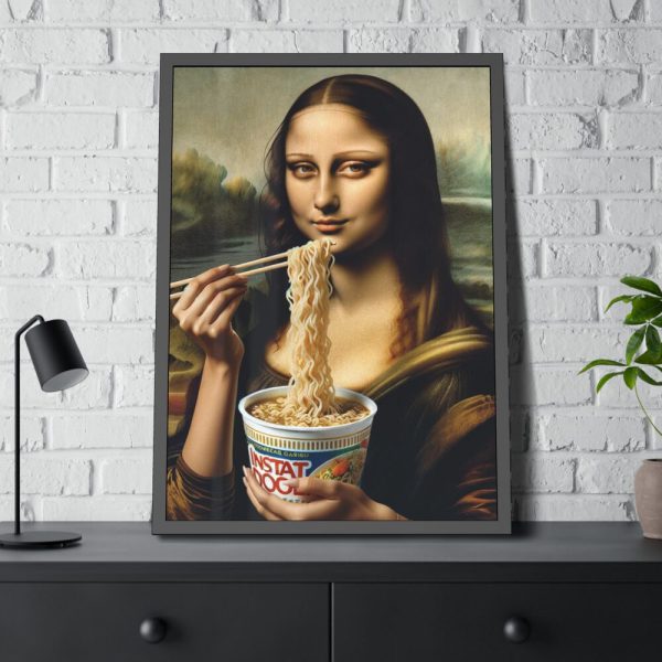 93831-187.jpg Mona Lisa Eating Instant Noodles Framed Poster