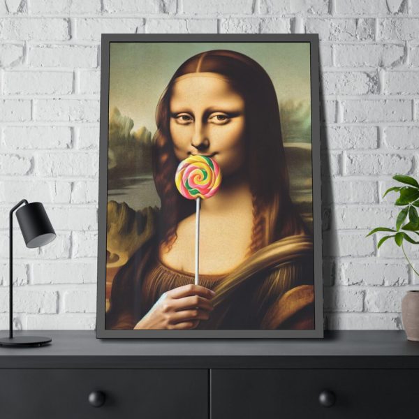 93831-231.jpg Mona Lisa with a Colorful Lollipop Framed Poster