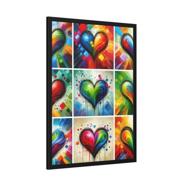 Nine Colorful Painted Hearts Framed Poster