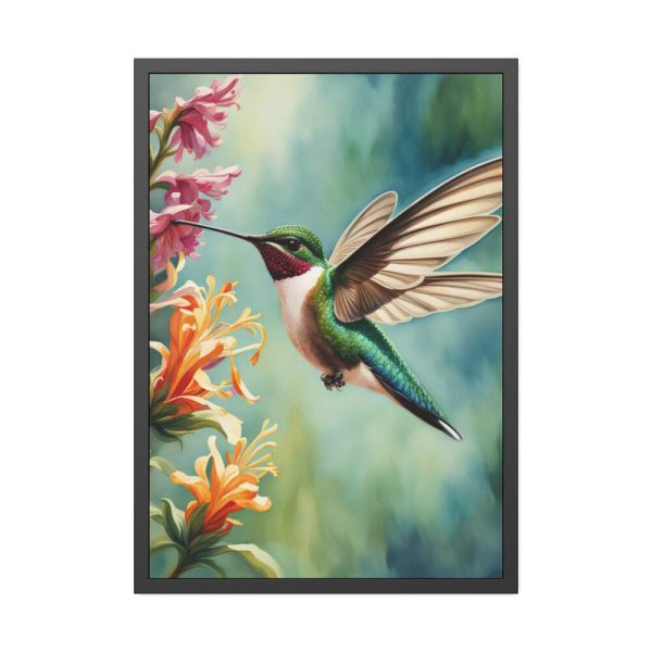 93831-260.jpg Hummingbird Flower Art Framed Poster