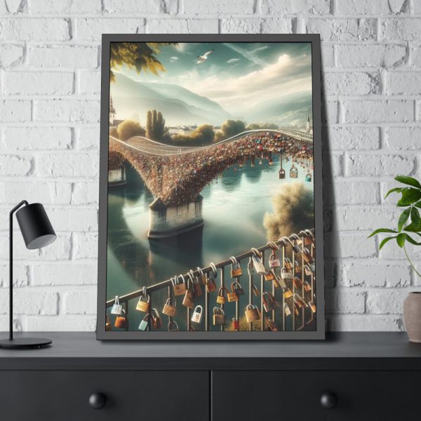 93831-267.jpg Bridge Adorned with 'Locks of Love' Framed Poster